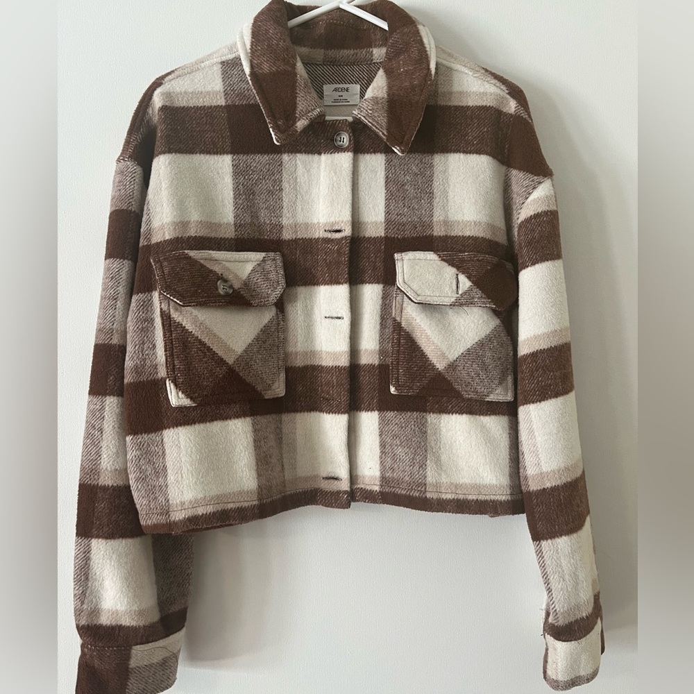 Ardene Brown and Cream Checkered Jacket